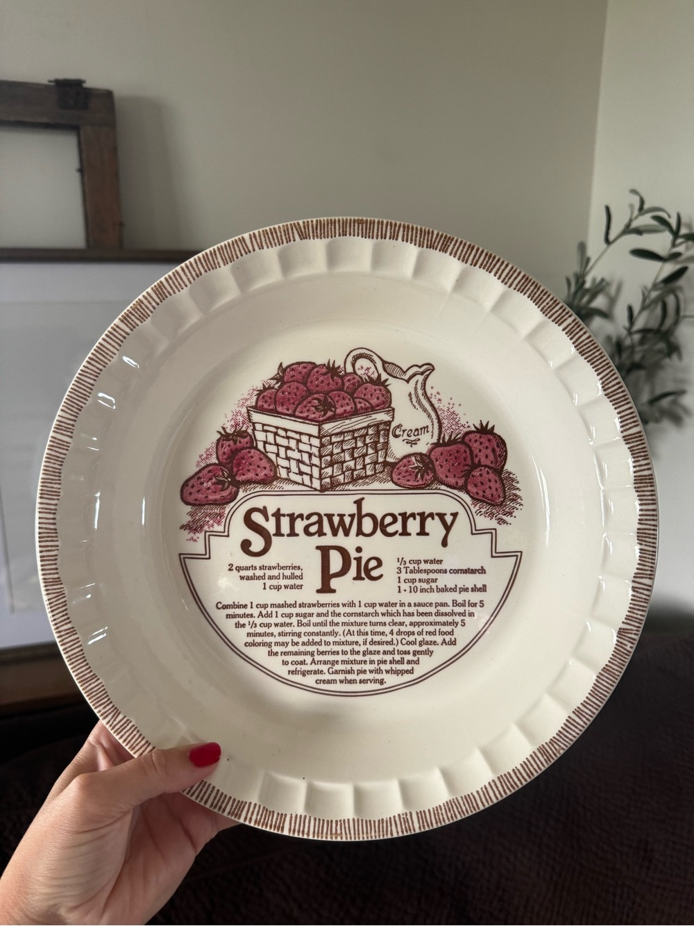 Vintage 1983 Royal China Jeannette Strawberry Pie Recipe Plate 11" Deep Dish
